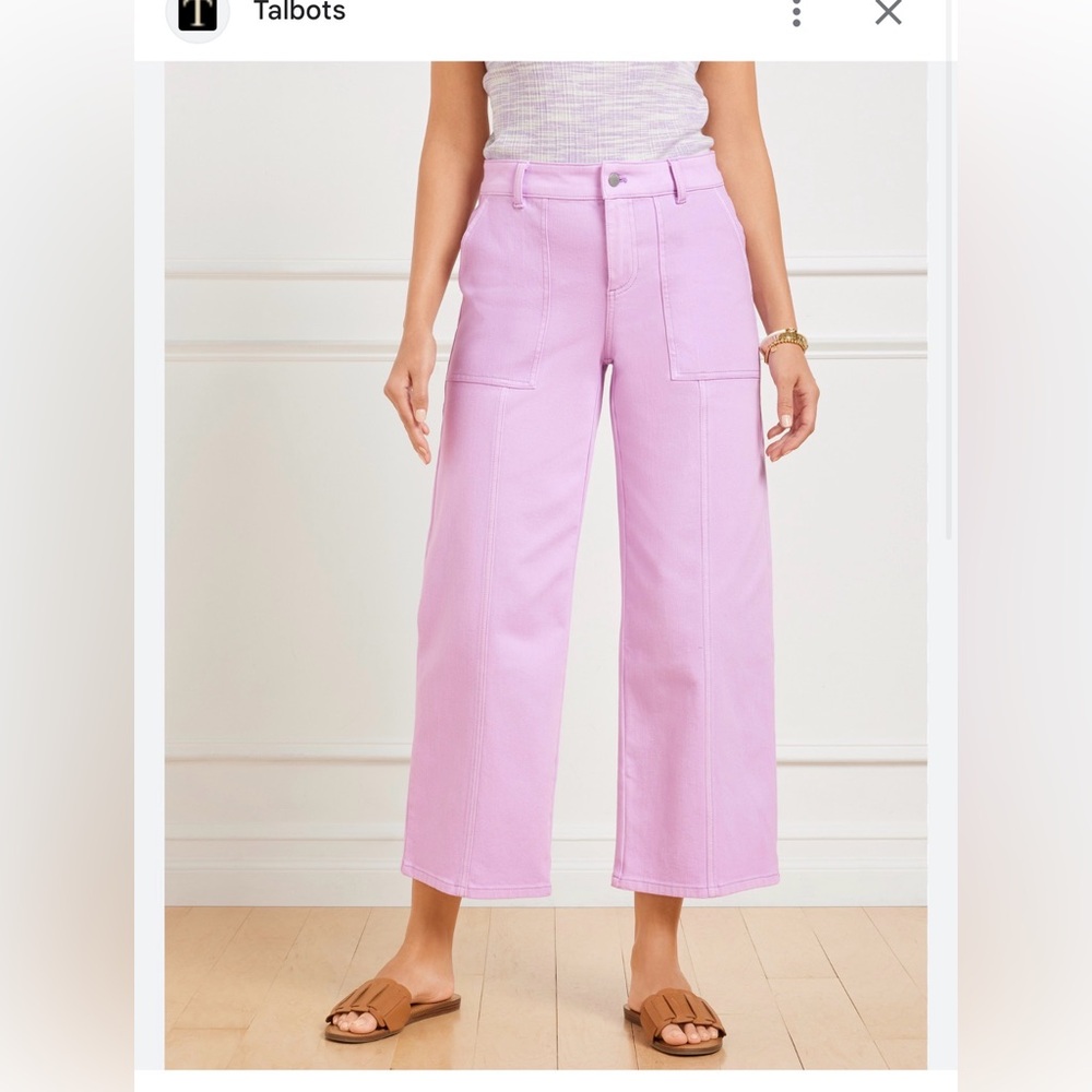 Talbots Lilac Purple Cropped Wide-Leg Pants Jeans 16W NWT